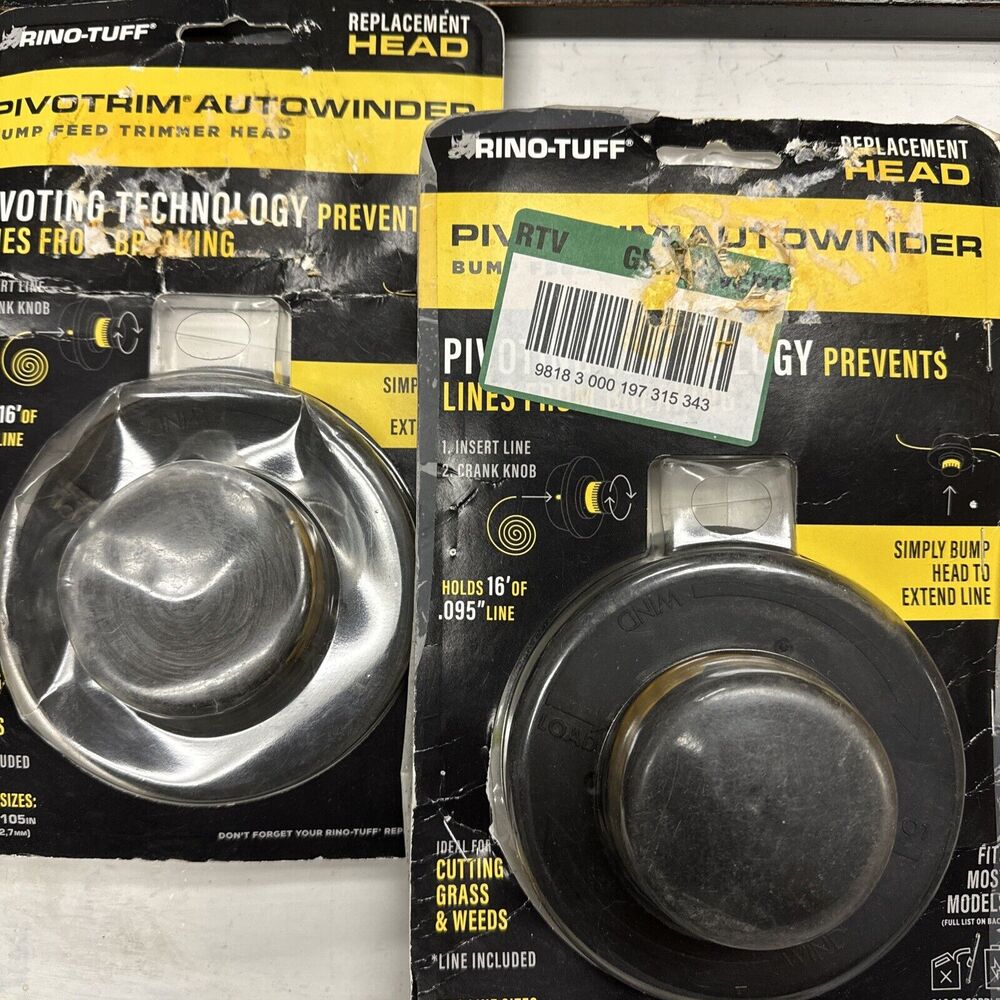 2 Rino-Tuff Pivotrim Autowinder Bump Feed Universal‎ Trimmer Head *see Photos